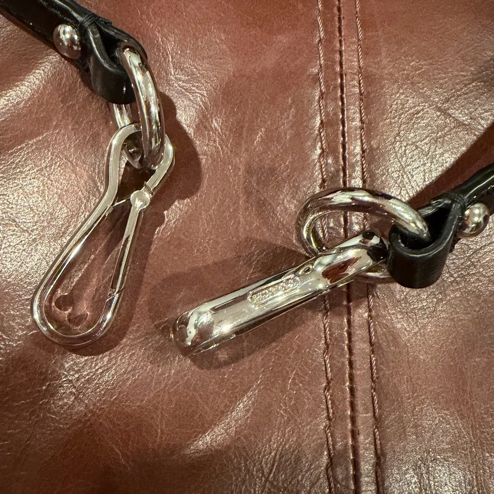 Coach Black patent Leather Purse Strap with Silver Accents - Picture 2 of 5